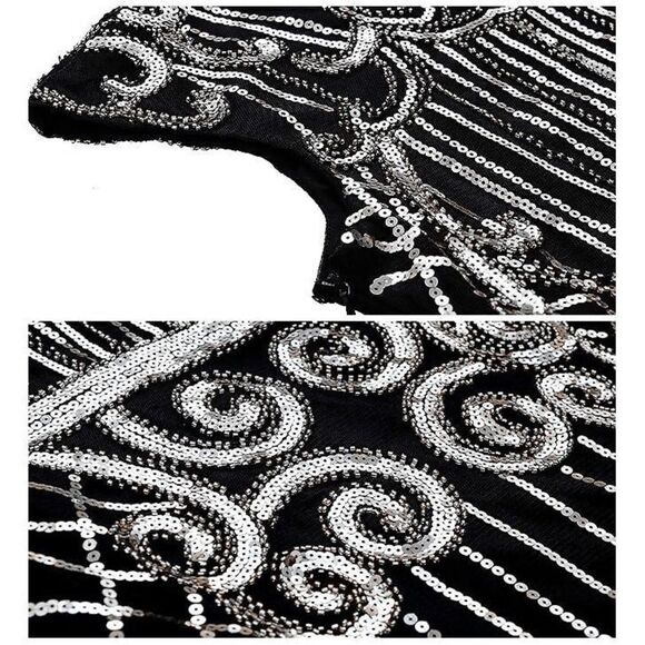 ✨ Flapper Great Gatsby Roaring 1920s Retro Tassel Fringe Sequin Dress NEW - Picture 15 of 16